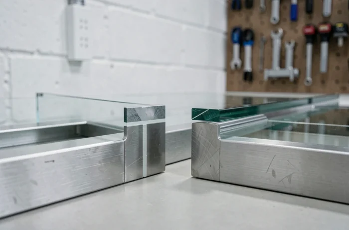 Comparatif de deux vitrages pour trappes de cave, verre trempé simple et verre feuilleté, cadres en inox brossé