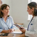 Femme consultant un médecin généraliste pour des symptômes de maladie courante