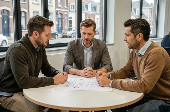 Groupe d'entrepreneurs en réunion dans une couveuse d'entreprises en Charente-Maritime
